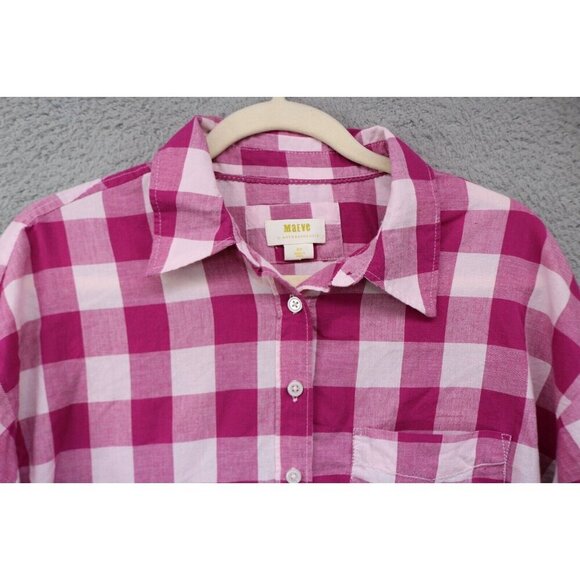 Maeve by Anthropologie Gingham Plaid Small Button Up Shirt-Beachy - Picture 6 of 12